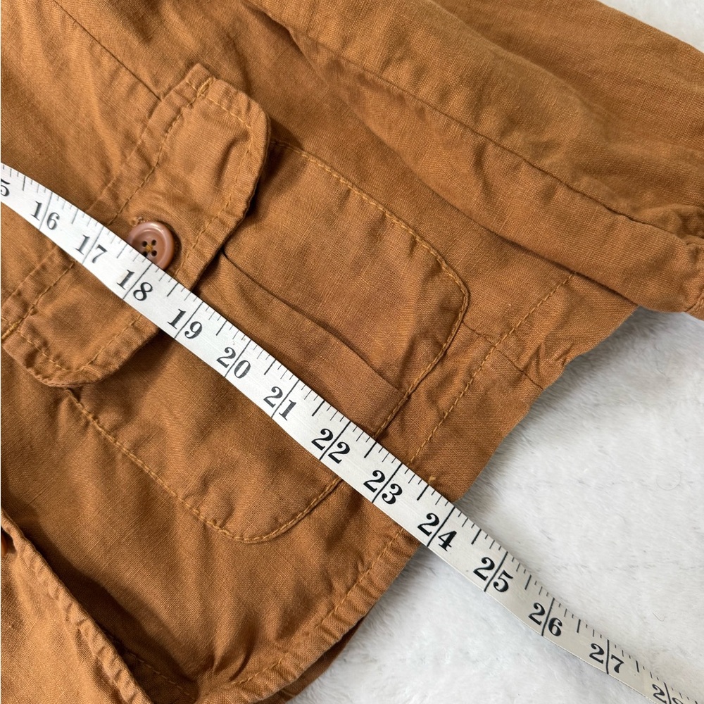 J Crew Natural Linen Vintage Safari Blazer, Pocket Utility Jacket - Picture 10 of 13